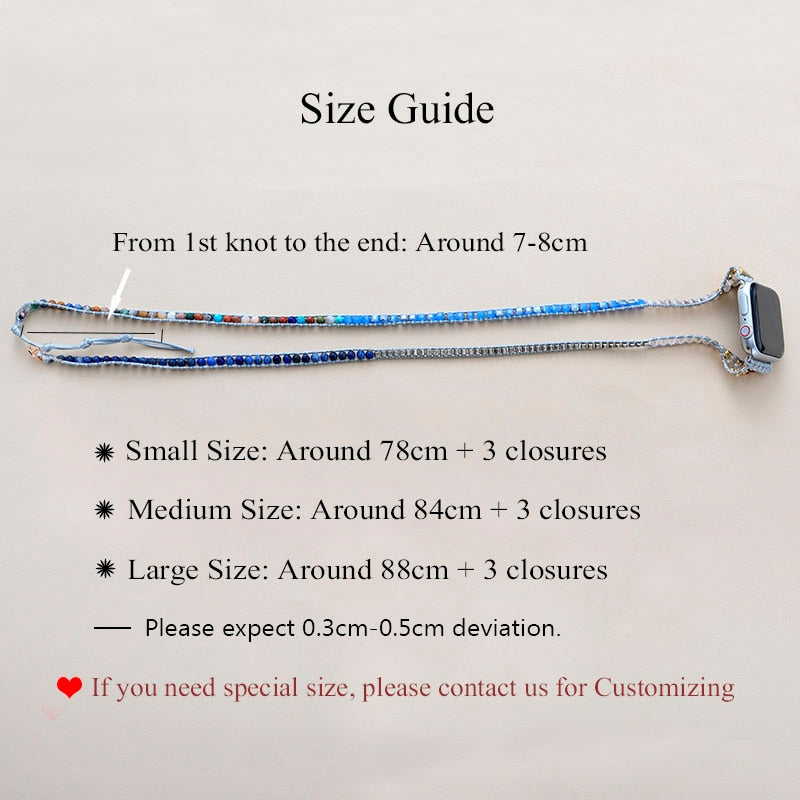 High End Natural Stone Aple Smart Watch Band Beads Boho 5 Wrap Vegan Rope IWatch Strap Wrist Armband Bracelet Dropshipping